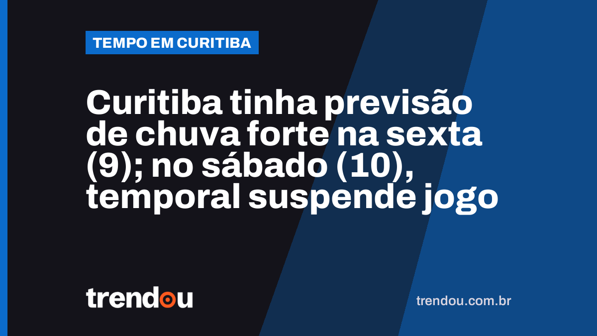 Curitiba tinha previsão de chuva forte na sexta (9); no sábado (10), temporal suspende jogo