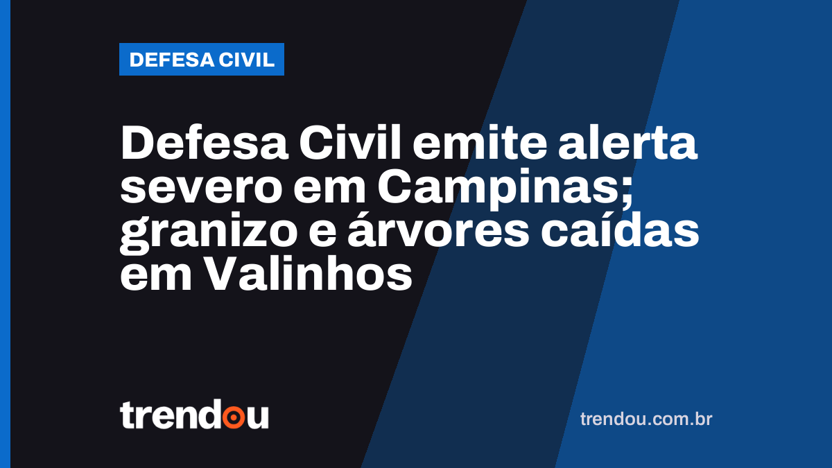 Defesa Civil emite alerta severo em Campinas; granizo e árvores caídas em Valinhos