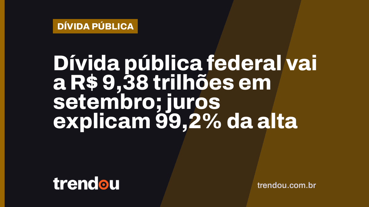Dívida pública federal vai a R$ 9,38 trilhões em setembro; juros explicam 99,2% da alta