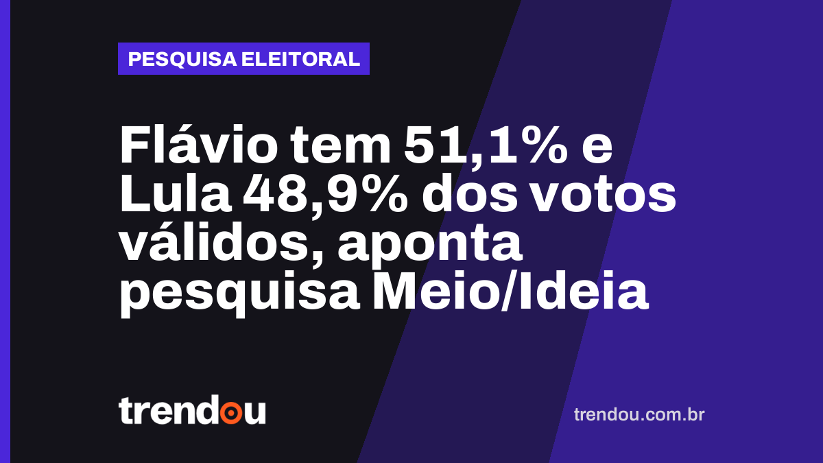 Flávio tem 51,1% e Lula 48,9% dos votos válidos, aponta pesquisa Meio/Ideia