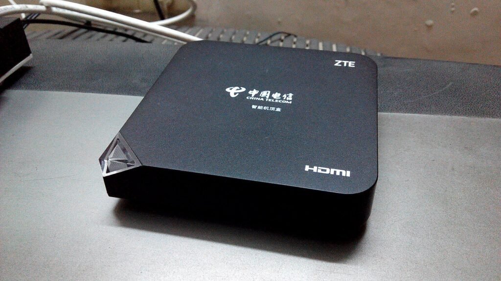 Decodificador (set-top box) de IPTV da China Telecom, em Jiangmen, na província de Guangdong