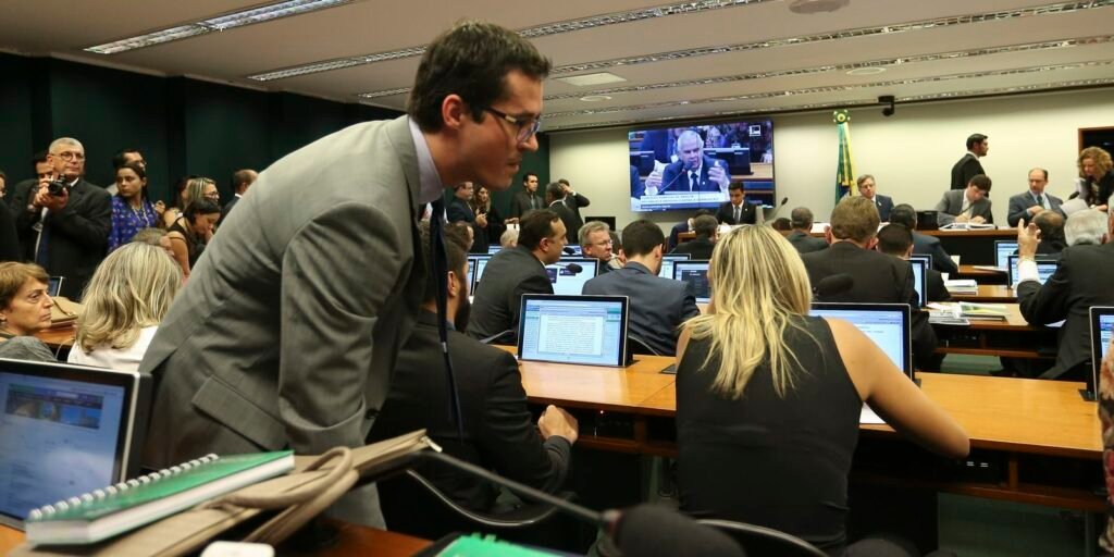 Deltan Dallagnol, então procurador da força-tarefa da Lava Jato, em comissão especial da Câmara