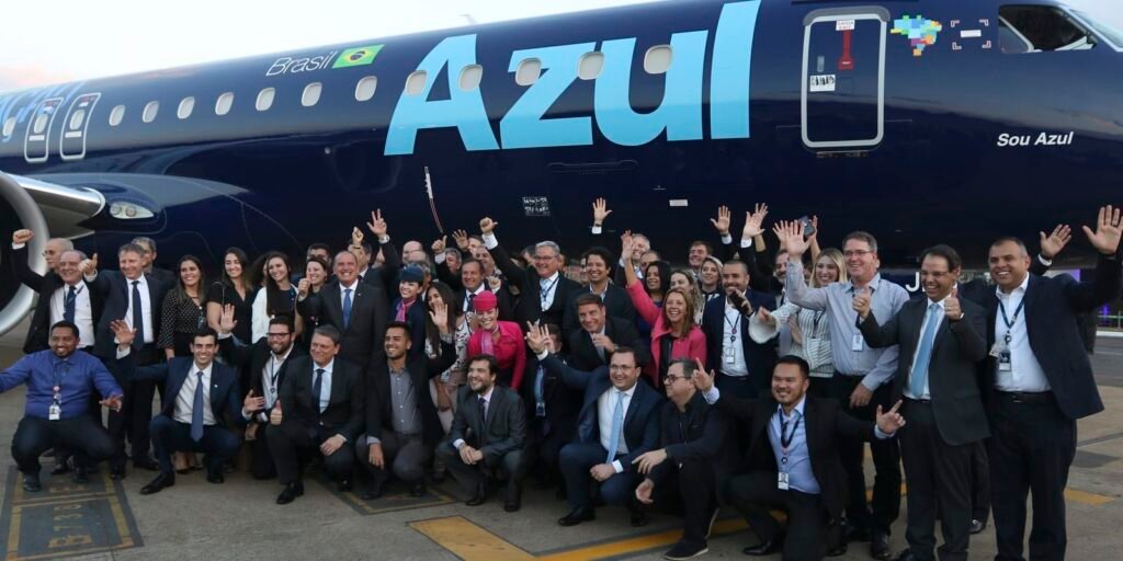 Evento de apresentação do jato Embraer 195-E2, adquirido pela Azul Linhas Aéreas