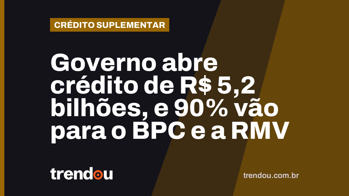 Governo abre crédito de R$ 5,2 bilhões, e 90% vão para o BPC e a RMV