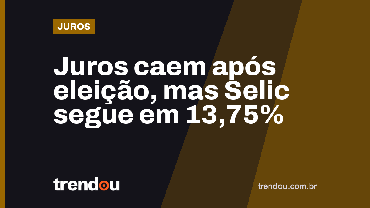 Juros caem após eleição, mas Selic segue em 13,75%