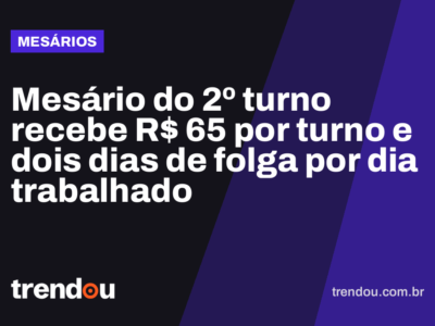Mesário do 2º turno recebe R$ 65 por turno e dois dias de folga por dia trabalhado