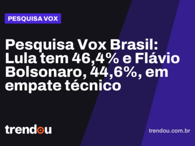Pesquisa Vox Brasil: Lula tem 46,4% e Flávio Bolsonaro, 44,6%, em empate técnico