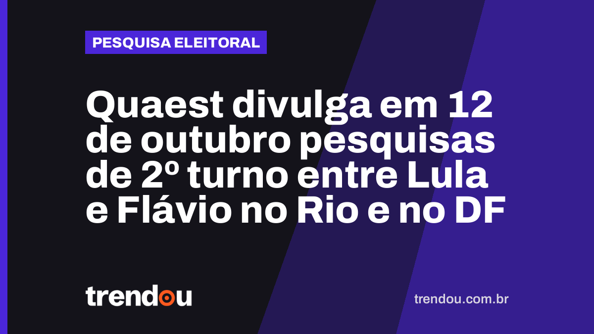 Quaest divulga em 12 de outubro pesquisas de 2º turno entre Lula e Flávio no Rio e no DF