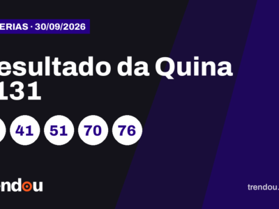 Resultado da Quina 7131 (30/9): acumulou e prêmio vai a R$ 14,7 milhões
