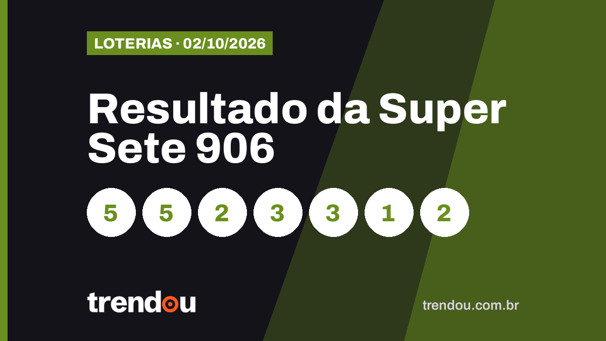 Resultado da Super Sete 906 (2/10): acumulou e prêmio vai a R$ 10,3 milhões