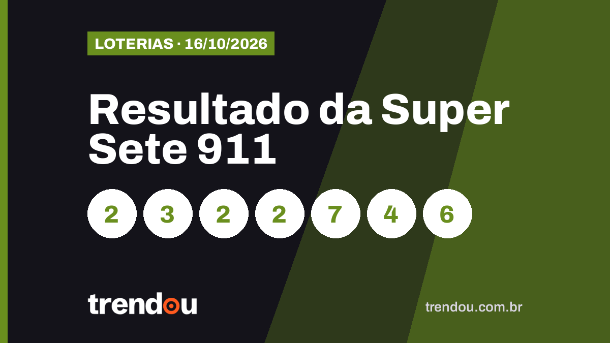 Resultado da Super Sete 911 (16/10): acumulou e prêmio vai a R$ 11,6 milhões