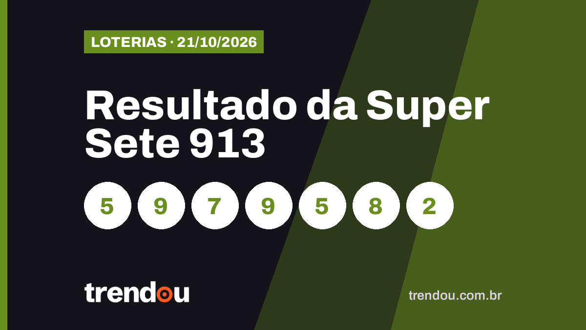 Resultado da Super Sete 913 (21/10): acumulou e prêmio vai a R$ 12 milhões