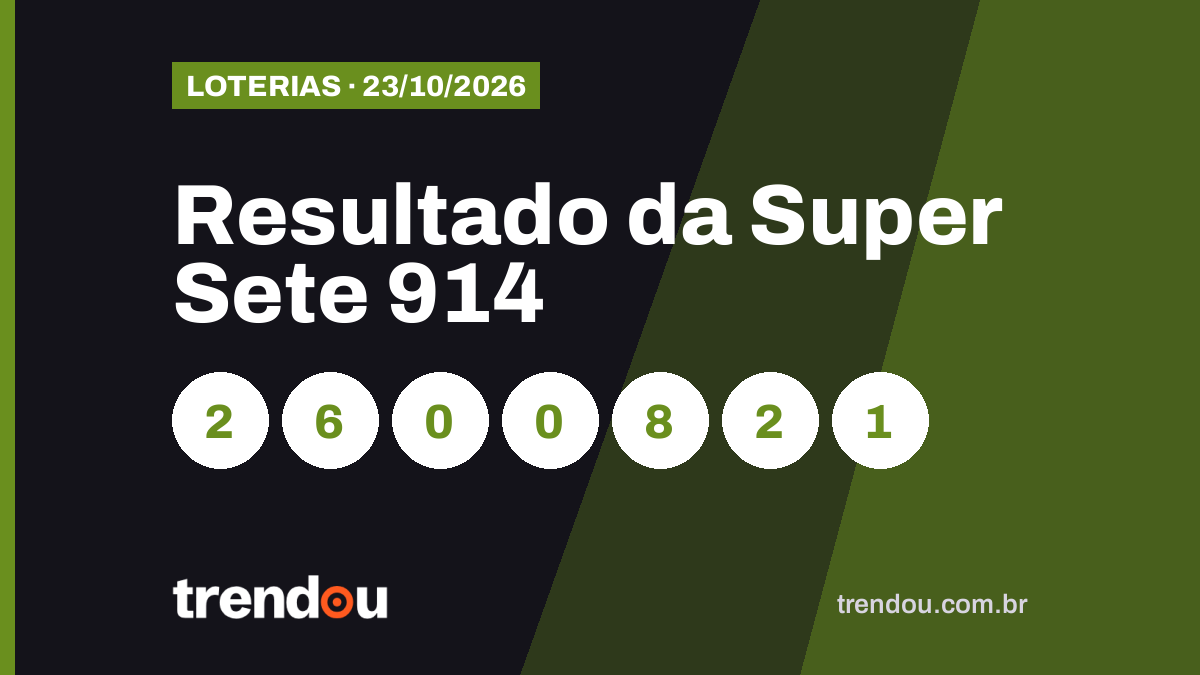 Resultado da Super Sete 914 (23/10): acumulou e prêmio vai a R$ 12,3 milhões