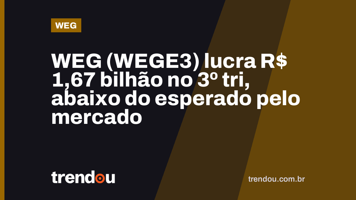 WEG (WEGE3) lucra R$ 1,67 bilhão no 3º tri, abaixo do esperado pelo mercado