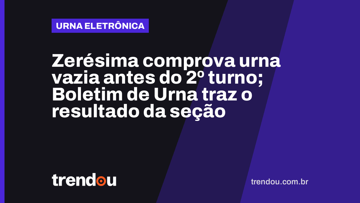 Zerésima comprova urna vazia antes do 2º turno; Boletim de Urna traz o resultado da seção